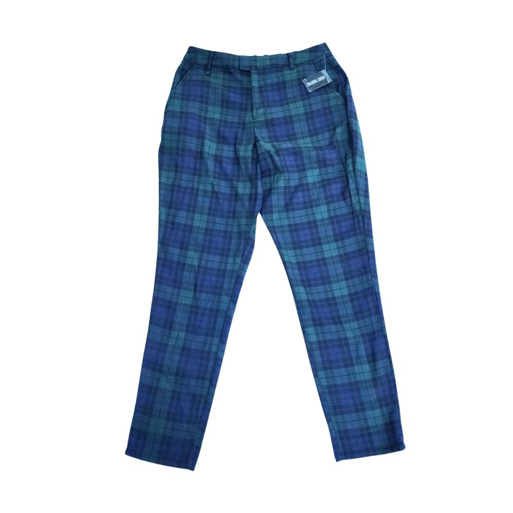 Hot Topic Women’s Juniors Sz L Tartan Blue Green Plaid Pants - Picture 3 of 10